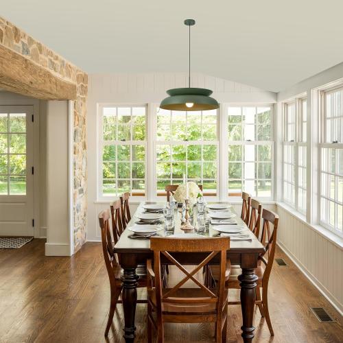 TeHenoo Mid Century Chandeliers, 25.5 inch, 2-Tiered Lampshade,Large Pendant Lighting,for Dining Room,Living Room,Olive Green