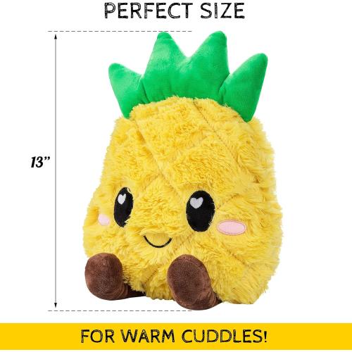 Pineapple Microwavable Unscented Heating Pad for Women and Kids- Cute Soft Cozy Pillow Plush Heatable Warm Stuffed Animals - Kawaii Hot and Cold Plushie Food Toy - Pineapple Gifts for Girls and Boys