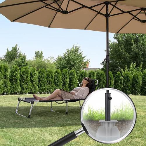 SLIIMU 18lbs In-ground Umbrella Base with Umbrella Stand Tube, Universal Umbrella Ground Anchor, Patio Umbrella Base In Ground for Offset Cantilever Umbrella, Hanging Parasol Stand Holder, Silver