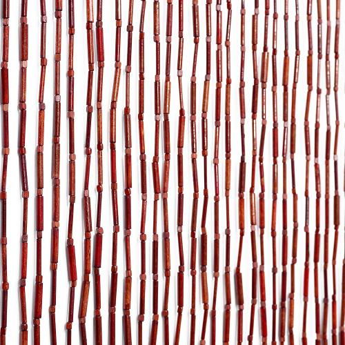 Natural Dark Brown Bamboo Beaded Curtain Room Divider Plain Design-Bamboo and Wooden Doorway Beads-Boho Bohemian Curtain 38 Strands 36 Wx78 H