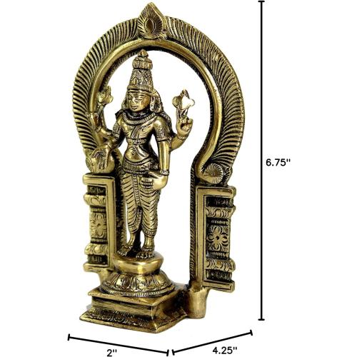 eSplanade Brass Lord Balaji Moorti Murti Idol Statue Praying Idol for Pooja - Vishnu Narayan Home Decor (7 inches Height)