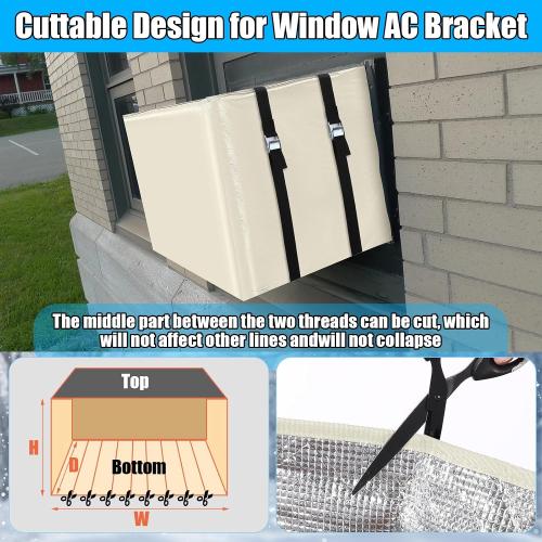 2 Pack Window Air Conditioner Cover for Outside Winter Windproof 3 Layer Insulation Window Air Conditioner Freeze Protection Cover for Outdoor Ac Unit(21 w X 16 d X 15 h,Beige)