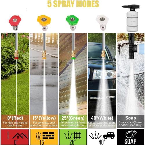 Pressure Cleaner High Power Cleaner with 4 Pressure Nozzle and Soap Bottle (Orange)