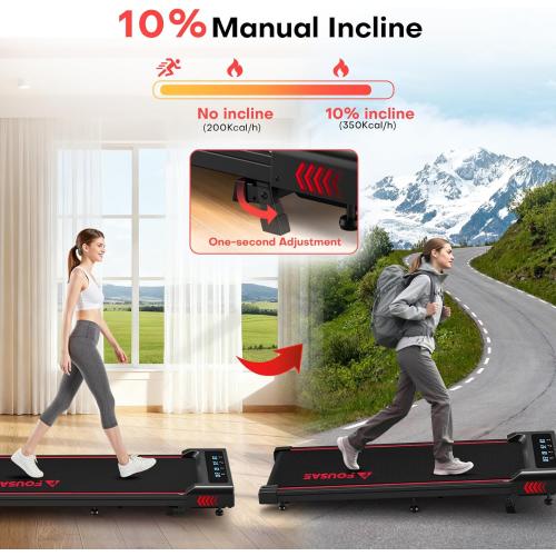 Walking Pad with 10% Incline Treadmills for Home, 4 in 1 6.2MPH Walking Pad Under Desk Treadmill with Full Screen LED Display, 2.75HP Brushless Drive, 12 HIIT Programs, 350 LBS Weight Capacity