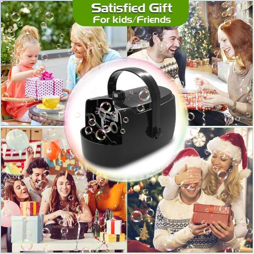 Black Bubble Machine Durable Automatic Bubble Blower, 18000  Big Bubbles Per Minute Bubbles for Kids Toddlers Bubble Maker Operated by Plugin or Batteries Bubble Toys for Indoor Outdoor Birthday Party