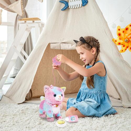 WHITE CAT Interactive Electronic Plush Toy Walking and Barking Robot Cat Plush Cat Remote Control Kitten for Girls