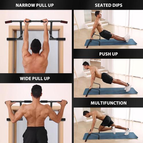 ONETWOFIT Pull Up Bar for Doorway, 440 lbs Heavy Duty Upper Body Fitness Workout Bar for Home Gym Exercise, Multi-Grip Strength Wall Mounted Door Frame Chin-Up Bar for Almost All Doors