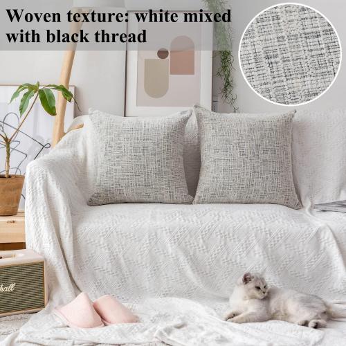 Home Brilliant White Lumbar Pillow Cover 12x20 Chenille Plush Velvet Oblong Decorative Throw Pillow Covers Fall Pillowcases for Bed Couch Sofa, Set of 2, 12 x 20 inches(30x50cm), Cream Mix Black
