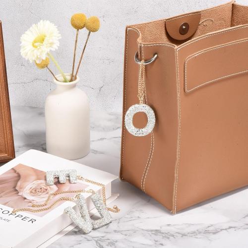 MECCANIXITY Bling Car Letter Charm, Initial M Letter Interior Car Rear View Mirror Decoration Hanging Crystal Ornaments for Women Bags Water Cup DIY Craft, Silver