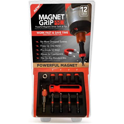 | Magnetic Drill Bit Set | Magnetic Collar and Bit Holder | Fits ANY Standard Bit | No Wobbling or Falling Screws | Allows Countersink | 12 Pieces