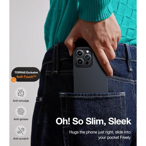 TORRAS Magnetic Slim-Fit for iPhone 14 Pro Max Phone Case, Ultra-Thin Case Compatible with MagSafe, Matte Hard PC Cover Protective Anti-Fingerprint Anti-Scratch 2022, Black