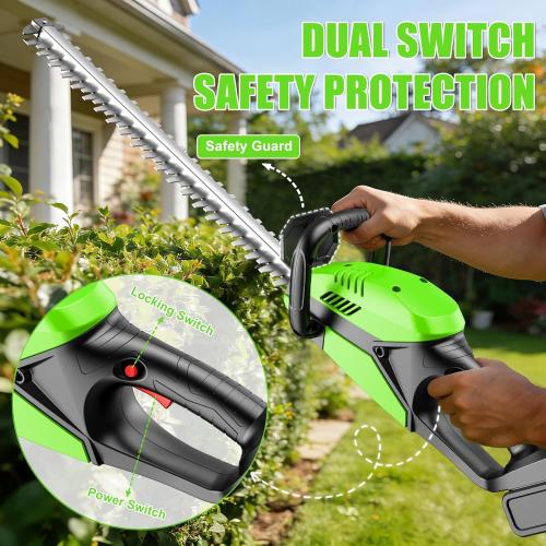 Electric Hedge Trimmers 21v Cordless Hedge Trimmer with Battery & Charger Included Handheld Electric Trimmers with Steel Blade Bush Trimmer for Garden Yard, Green