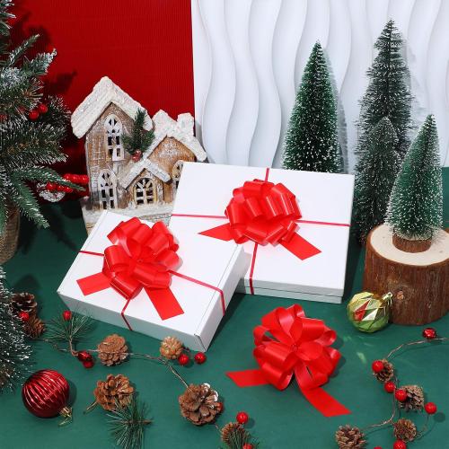 Poen 30 Pieces Christmas Pull Bows Gift Wrapping 5 Inch Large Ribbon Pull Bows Red for Holiday Gift Bag Box Basket Presents Birthday Wedding Xmas Wrap Accessory Decor
