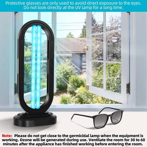 UV Light Sanitizer,4-Speed Timing and Remote Control UVC Home Disinfection Device,Ultraviolet Light Sanitizer for Dust Mites,UV Lamp for Whole Room,Black