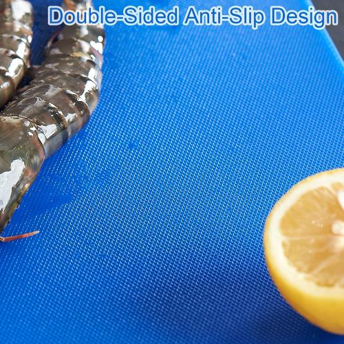CURTA 2-Pack Blue Cutting Boards for Kitchen, Color Coded Plastic Chopping Board with Anti Slip Surface Dishwasher Safe