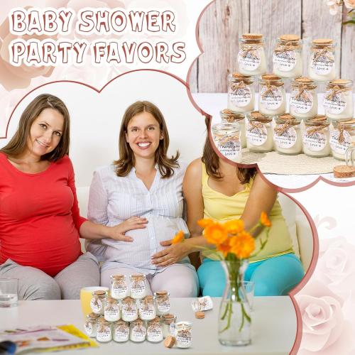 20 Pcs Boho Baby Shower Favors Party Candle Lavender Scented Glass Mason Jar Wax Candle Bulk for Guests Girl Boy Gender Reveal Party Gifts(Khaki)