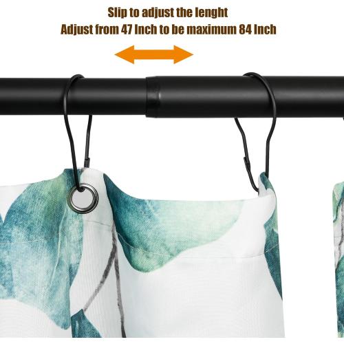 Artiwell Heavy Duty Shower Rod, Adjustable Shower Curtain Rod, Expandable 47-84 Inch, Permanent Mount Shower Rod, Never Rust Stainless Steel For Window Curtain and Closet, Matte Black