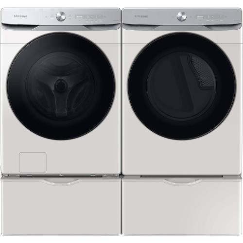 SAMSUNG 27-Inch Washer Dryer Pedestal Stand w/ Pull Out Laundry Storage Drawer, Stainless Steel, WE402NE/A3, 28.1D x 27W x 14.2H, Ivory