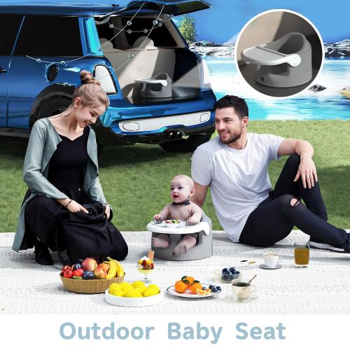 Baby Floor Seat with Removable Tray – Portable Feeding & Activity Booster Seat for Infants, Ideal for Sitting, Mealtime Support, and Playtime, Gray