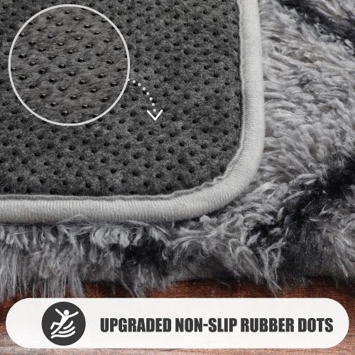 ONASAR 7x9 Area Rugs for Living Room Bedroom, Washable Large Fluffy Grey and Black Throw Rug, Geometric Soft Plush Shaggy Floor Carpet for Nursery Kids Girls Boys Teen Dorm Home Decor Aesthetic
