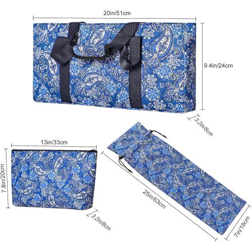 Empty Mahjong Bag,Thickened Blue Printed American Mahjong Set, Tiles Bag and Mahjong Racks&Pushers Drawstring Bag Included (Case Only)