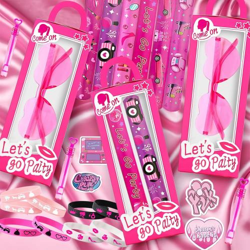 122 Pcs Pink Party Favors Pink Toy Gift Goodie Bag Stuffer Filler Makeup Party Decorations,Princess Theme Birthday Party Favors Decorations.