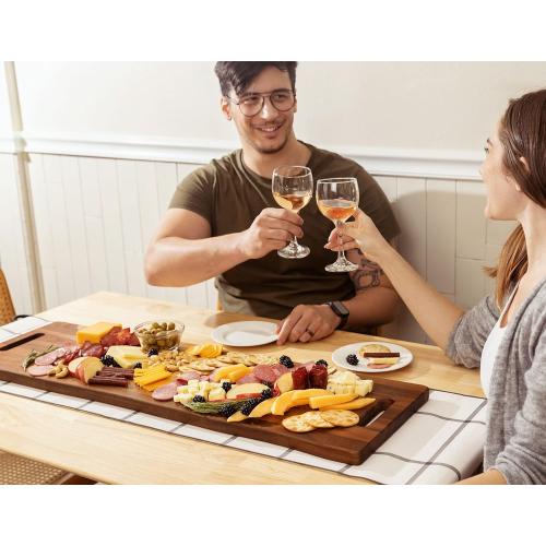 Large Acacia Serving Board with Handles, 36 x 12 Inch Rectangular Charcuterie Platter, Natural Wood Server for Meat, Cheese Board, and Party Appetizers, Extra Long 3ft