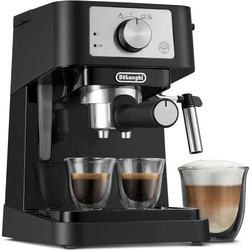De'Longhi Stilosa Manual Espresso Machine, Compact Coffee Maker, 15 Bar Pump Pressure, Manual Milk Frother Steam Wand for Authentic Single & Double Espresso, Lattes & Cappuccinos, Tamper Included