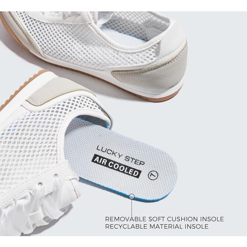 Size 6 LUCKY STEP Women's Mesh Casual Fashion Sneakers Retro Breathable Walking Shoes Lightweight Classic Tennis Trainers