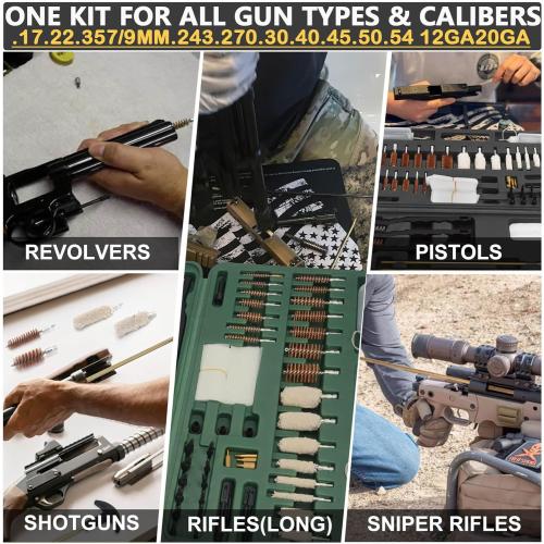 iunio Gun Cleaning Kit, Universal Gun Cleaning Kit for All Caliber Shotgun Pistol Rifle Cleaning Kit with Mat Portable Case