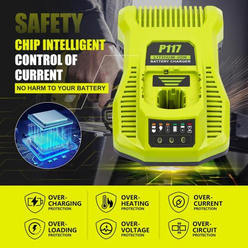 【Upgrade】 Charger Replacement for Ryobi 18V Charger P117 Compatible with Ryobi 12V-18V One  Lithium NiCad NiMh Battery P102 P108 P189 P197 P103 P105 P107 P190 P191 PBP002 12-18V Ryo Battery Charger