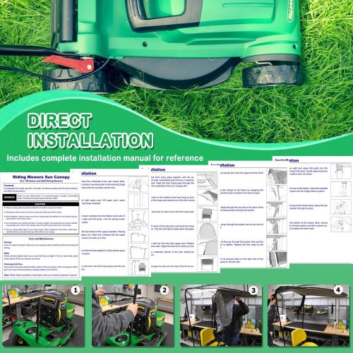 Riding Lawn Mower Sun Canopy Compatible with John Deere 100/D100/E100/L100/LA100/S100/S200 Series, Replacement for LP68122 LP51702 Lawn Tractor Sunshade