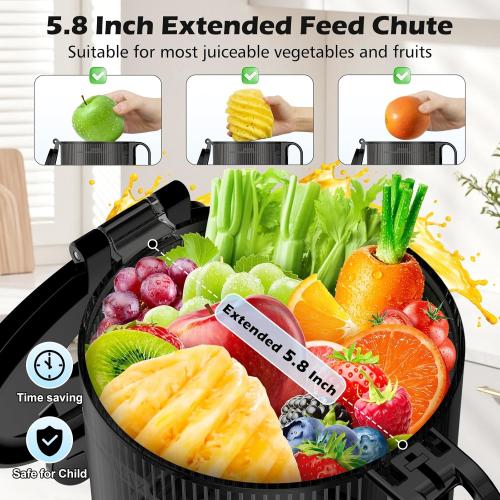 Juicer Machines with 5.8 Large Chute, 2-in-1 Cold Press Juicer for Whole Vegetables Fruits 400W, Masticating juicer Easy to Clean Juice Extractor Machine for Making Nut Mike, Juice, Premium Gray