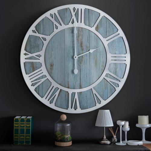 1st owned Wall Clocks for Living Room Decor, Vintage,Round Silent Non Ticking,Black Metal,Modern Wood Clocks for Home Bedroom,Kitchen,Garden,Office,Cafe,Modern Wall Decoration -Roman Numerals