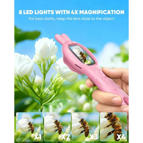 T TAKMLY Mini Pocket Digital Microscope, Macro Fixed Focus Magnifying Glass, Portable Handheld USB Digital Microscope 500x Magnification, 4X Zoom