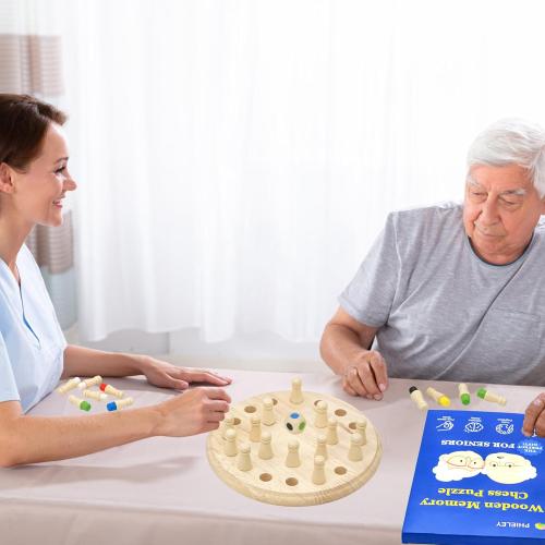 Easy Memory Games for Dementia Patients, Color Matching Dementia Activities for Seniors, Wooden Alzheimers Products for Elderly, Fidget Sensory Busy Board Gadgets Gifts