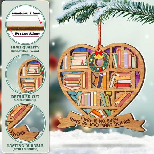 Book Ornament for Christmas Tree 2025 - Book Lovers Gifts - Suncatcher Ornament for Book Lovers for Book Lovers - Book Club, Bookworms, Librarian, Reader Christmas Ornament