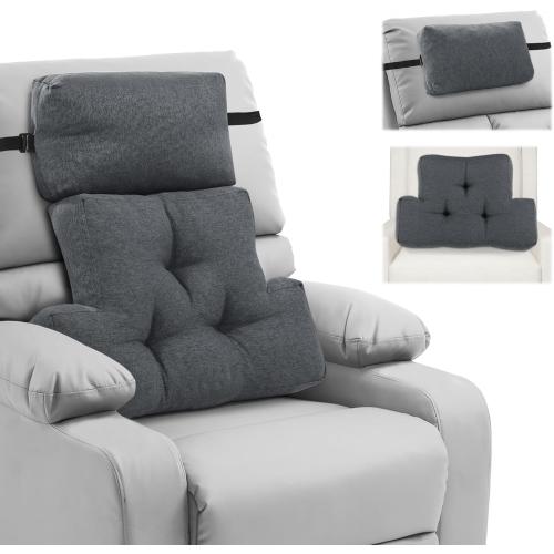 ROYALAY 2 Pcs Neck Pillow Lumbar Support for Recliner, Back Pillow for Chair with Adjustable Headrest Pillow, Back Rest Pillow for Office Chairs, Recliners,Sofa, Couch