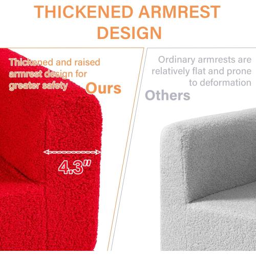 Tiita Kids Couch Plush Toddler Chair, Cloud-Like Glow in The Dark Kids Sofa Toddler Reading Chair with Washable Cover Carrying Handle, Convertible Children Sofa Chair for Girls and Boys