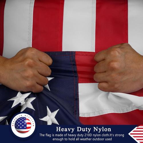 American Flag  for Outside, Heavy Duty US Flag for High Wind Outdoor | Heavy Duty Nylon, Fade Resistant and Waterproof USA Flag with Embroidered Stars, Sewn Stripes, Brass Grommets