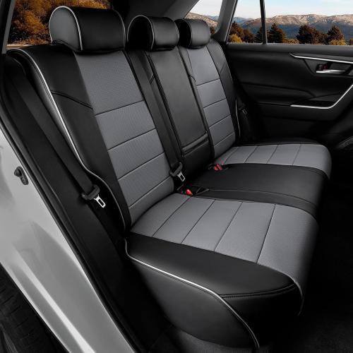 Custom 1:1 Fit Corolla Cross Seat Covers for (Gas Only) 2022–2026 | for Toyota Corolla Cross L, LE, XLE, Front & Rear, Waterproof Leatherette, Airbag Compatible,Pet & Kid Friendly,Black&Grey