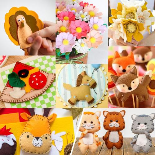 XSEINO 13 Rolls 8x35 1.4mm Thick Soft Felt Fabric Sheet 13 Assorted Light Brown Series Colors Felt Pack for DIY Craft Sewing Squares Nonwoven Patchwork