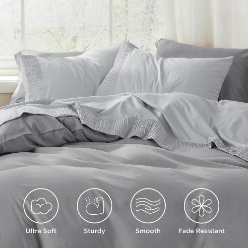 Bedsure King Size Sheets Set - 4 Pieces Soft King Sheets - Breathable & Cooling - Hotel Luxury - Easy Care Polyester Microfiber Bedding for Women, Men, Light Grey