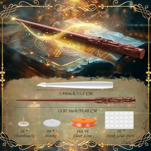 Floating Candles with Wand - Christmas Decorations Magic Flameless Candles Flickering Warm Light LED Hanging Candle Remote, Battery Operated Candles for Christmas Outdoor Indoor Party Decor