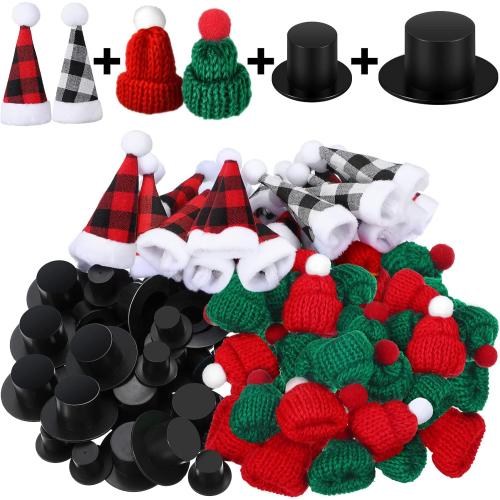 WILLBOND 120 Pcs Mini Santa Hats Set for Christmas Tree Ornaments, 6 Styles