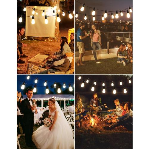 Size 50FT Outdoor String Lights with 25 Shatterproof S14 Vintage Edison Bulbs E12 Sockets,2700K Dimmable Outdoor Lights,IP55 Waterproof LED String Lights for Outside, Patio, Garden, Backyard,Bistro