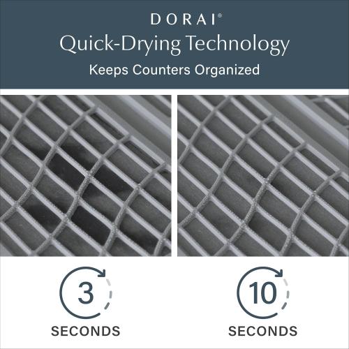 Dorai Home Collapsible Dish Drying Rack and Stone Pad – Foldable Drying Rack with Instant-Dry Stone Mat – Space-Saving Collapsible Drainer for Kitchen Counter - 19.9 x 15.2 (Slate)