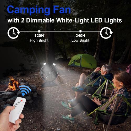 45000mAh 16-Inch Rechargeable Battery Operated Fan with LED | Large Portable Outdoor Fan with 5 Speed, High Airflow Camping Fan, Cordless Floor Fan with Timer for Garage, BBQ, Hurricane