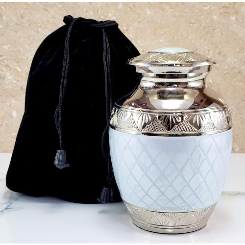 Size 6 Color Blue eSplanade Metal Cremation Urn Memorial Jar Pot Container | Medium Size Urn for Funeral Ashes Burial | Engraved Metal Urn | Blue - 6 Inches