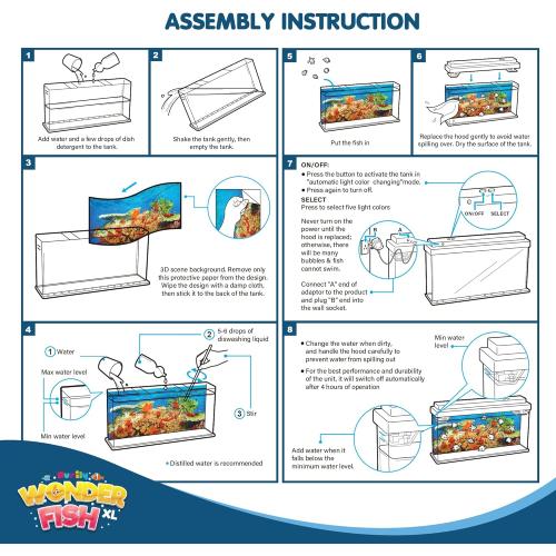 Artificial Fish Tank XL Virtual Ocean Toy in Motion Lamp - Office Desk Large Aquarium, Colorful LED Lights, Aquar, Artificial Fish, Turtles, Bubbles Tank with Moving Fish